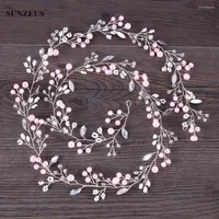 Headpieces 2022 Hand-made Pink Pearls Bridal Head Sash Wedding Silver Chain For Hair Band Complementos Pelo SQ0219