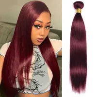 Hair Bulks 99j Human Bundles Pre Colored Weave Brazilian Straight Non Dark Red 220924