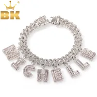 The Bling King Hiphop DIY d￩claration 12 mm S-Link Miami Collier Collier Baguette Letter Pendre Jewelry entier propre Y202199