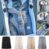 Baby Sleeping Bags Winter Warm Button Knit Swaddle Wrap Swaddle Stroller Wrap Toddler Blanket Sleeping Bags187E