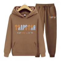 Erkek Hoodies Sonbahar/Kış Markası Trapstar Trailsuit Erkekler Hoodie Sports Setleri Moda Gökkuşağı Peluş Peluş Baskı Polar Sweatshirt