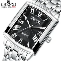 Wristwatches CHENXI Men's Calendar Watches Business Clock Stainless Steel Quartz Waterproof Watch Men Fashion Square Wristwatch
