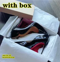 브랜드 펌프 하이힐 신발 웨딩 신발 진짜 가죽 섹시 포인트 발가락 여자 누드 블랙 특허 가죽 8cm 10cm 12cm 크기 34-44
