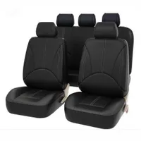 9PCS Automobile Car Seat Cover Protector PU Leather Front Rear Full Set Waterproof Universial With Zipper for 5 Seats Car