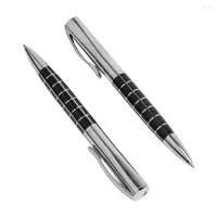 1 10 PCS Rotating Metal Ballpoint Pen Stainless Steel Ball Pens Bar Oil Commercial Stationery For Office & School
