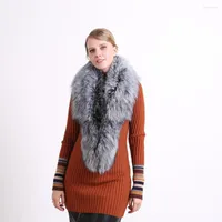 Scarves 2022 Real Raccoon Fur Collar Luxury Natural Scarf Foulard Neck Warmers Hooded Women Winter Down