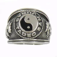 FANSSTEEL stainless steel vintage mens or wemens jewelry SIGNET Chinese Taoism Ying yan symbol ring 14W13299S