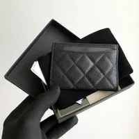 Card Holders Luxury Top Quality Genuine Leather With ID Wallet Coin Purse Cowhide Caviar Holder326S
