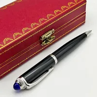 Luxury Quality Classic Black Ballpoint Pen Stainless Steel Ragging Writing Smooth Office Stationery With Gem
