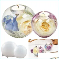Candles Diy Crystal Epoxy Resin Mold Sphere Candle Holder Mirror Sile Mod Drop Delivery 2021 Home Garden Soif Dhxtj