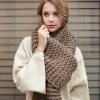 Winter Cashmere Scarf Women Thick Warm Shawls Wraps Lady Solid Scarves Fashion Pashmina Blanket Quality Cable Knitted Scarfs Long 195L