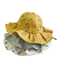Hats Cute Summer Baby Girl Bucket Hat Print Outdoor Bowknot Kids Sun Children Intant Toddler Panama Beach Cap