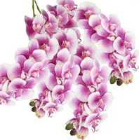 Fleurs décoratives 1PC Fleur artificielle Phalaenopsis Orchidée en latex avec feuilles orchidées de papillon blanc faux pour le mariage à la maison Flores