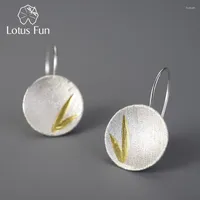 Dangle Earrings Lotus Fun 18K Gold Unusual Small Bamboo Leaves Round For Women 925 Sterling Silver Fine Jewelry 2022 Trend