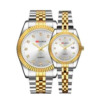 Couple watch men and women waterproof belt diamond luminous magnifying glass calendar quartz watch ip vacuum plating watch
