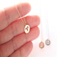 30PCS- Ariel Necklace Signs 12 Zodiac Constellations Necklace Horoscope Astrology Disc Goat Necklaces for Birthday Gift Coin Jewel184x