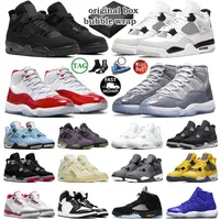 4 herrar basketskor 4s Womens Military Black Cat Red Thunder Sail University Blue 1s Bred Patent 11s Cherry Cool Grey Concord Trainers Sport Sneakers