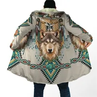 남성 재킷 겨울 남성 여성 후드 망토 네이티 스피드 늑대 3d 온상적 된 양털 바람 차단기 따뜻한 후드 220923
