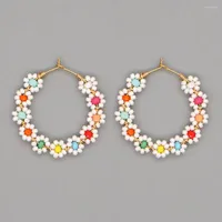 Hoop Earrings Go2Boho White Daisy Earring Miyuki Beads Colorful Flower Ear Ring Statement For Women 2022 Summer Handmade Jewelry