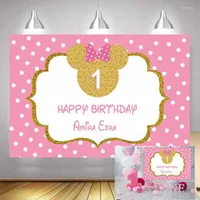 Party Supplies Other Event & Custom Mini Pink Gold Mouse Backdrop Girls Pography Background Child Name Banner Baby Shower Birthday Decoratio