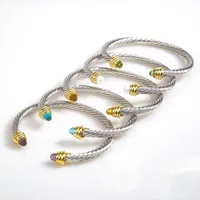 Bransoletka kablowa 5 mm złota luksusowe kobiety i mężczyźni biżuteria biżuteria z cyrkonia krystalicznie otwarta bransoletka