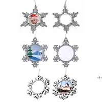 Heat Transfer Metal Snowflake Pendant DIY Sublimation Blank Christmas Decoration Christmas Tree Ornament RRB15827