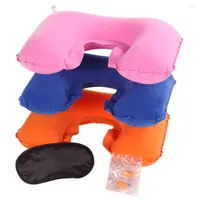 Pillow U-shape Inflatable Velvet Air Sleep Cushion Outdoor Travel Bedroom Car Beach Plane Rest Head Relax Home Textile