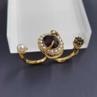 럭셔리 디자이너 보석 여성 반지 뱀과 다이아몬드 웨딩 약혼 반지와 더블 손가락 반지 Fahion Style243o