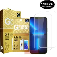 2,5D szklany szklany ochron ekranu dla iPhone'a 14 13 12 11 Pro xs x xr Max Samsung S21 S21plus A13 A23 A53 A73 0,3 mm szkło z papierową torbą retai