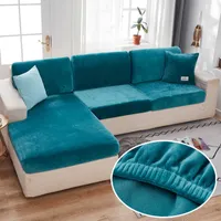 Chair Velvet Sofa Seat Covers for Living Room Plush Cushion Cover Thick Jacquard Solid Soft Stretch couch Slipcover Funiture Protector 0926