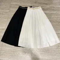 Skirts Casual Women Summer Chains Cotton Midi Fashion Pleated Skirt 2 Color For Female Rmsx 5.05