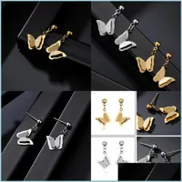 Charm Titanium Steel Ear Studs Charm Ornaments Simplicity Originality Butterfly Stainless Steels Pendant Personality Trend Jewellery Dhyw7