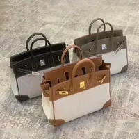 Designers Handbags Birkin Designer New Canvas Bag Women's Messenger Leisure Splicing Contrast Large Capacity Leather Portable One Shoul Ayw
