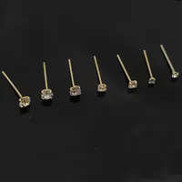 925 Sterling silver Stud clear crystal Pin piercing nose jewelry 36pcs pack225P