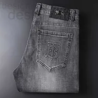 Men's Jeans designer High end light luxury jeans men's three-dimensional printing elastic straight tube slim fit small foot trend Korean pants men 9LTD