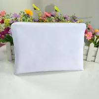 30pcs lot white poly canvas makeup bag for sublimation print with white lining white-gold zip blank cosmetic bag for heat transfer2384