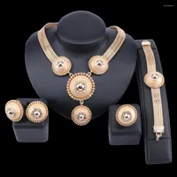 Necklace Earrings Set Fashion Dubai Gold-color Nigerian Wedding African Round Shape For Women Party Gift Jewellery
