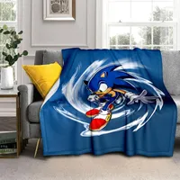 Blankets Anime Sonic Blanket Fashion Cartoon Art Flannel Fluffy Fleece Throw Gift Living Room Bedroom Sofa Travel Camping