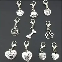 100pcs lot High quality Mixing Animal Dog Paw Prints & bones & dog bowl Charm Pendant Necklace Bracelet DIY Jewelry Making Finding214v
