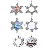 Heat Transfer Metal Snowflake Pendant DIY Sublimation Blank Christmas Decoration Christmas Tree Ornament RRB15827