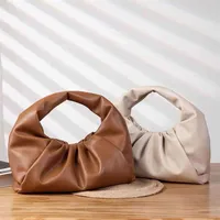 Handbags Bottegas Classic Venetas Luxury Bags 2022 Horn Bag Genuine Leather Cloud Wrinkle Dumpling Underarm Portable Shoulder Retro Trend 9XYH