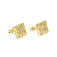 Mens Hip Hop Stud Earrings Jewelry High Quality Fashion Gold Silver Simulation Diamond Square Earring For Men327O