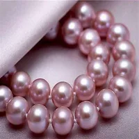 100%echte feine Perlen Schmuck 18 9-10 mm S￼dsee rund Gold Lavendel Perlenkette nicht fake274i