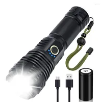 Flashlights Torches LED Torch 1500 Lumens Rechargeable Zoomable With 5 Light Modes Small For Camping Hiking Fishing Running
