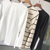 Women&#039;s T Shirts Women T-shirt 2022 Spring Simple Cotton Round Neck Nine-point Sleeve 3 Color