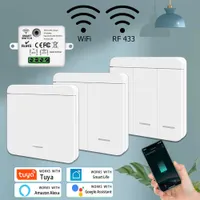 Tuya WiFi för belysning RF 433MHz trådlös switch 86 Wall Panel Smart Timer Voice Control Google Home Alexa 0926