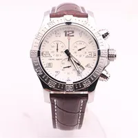 DHgate selected supplier watches man seawolf chrono white dial brown leather belt watch quartz battery watch mens dress watches281e