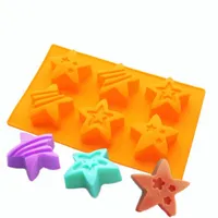 6 Pcs Star Shaped Silicone Bath Soap Mould DIY Craft Baking Tray Molds Ice Mold Bakeware Pastry Bread Cake Moulds KitchenTools Ch318i
