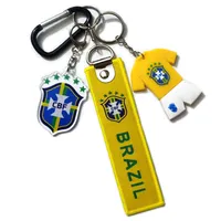 Keychain sport football team Italy France Spain Brazil Portugal Argentina Netherlands national team logo jersey Acrylic Woven PVC car key chain