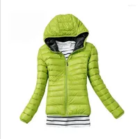 Women's Jackets Basic Winter Womens Zipper Pockets Hooded Parka Casual Ladies Short Warm Coat Cotton-Padded Slim Solid Tops